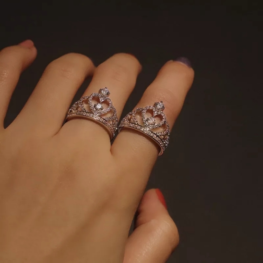 NEW Silver Diamond Crown Ring - Picture 6 of 6